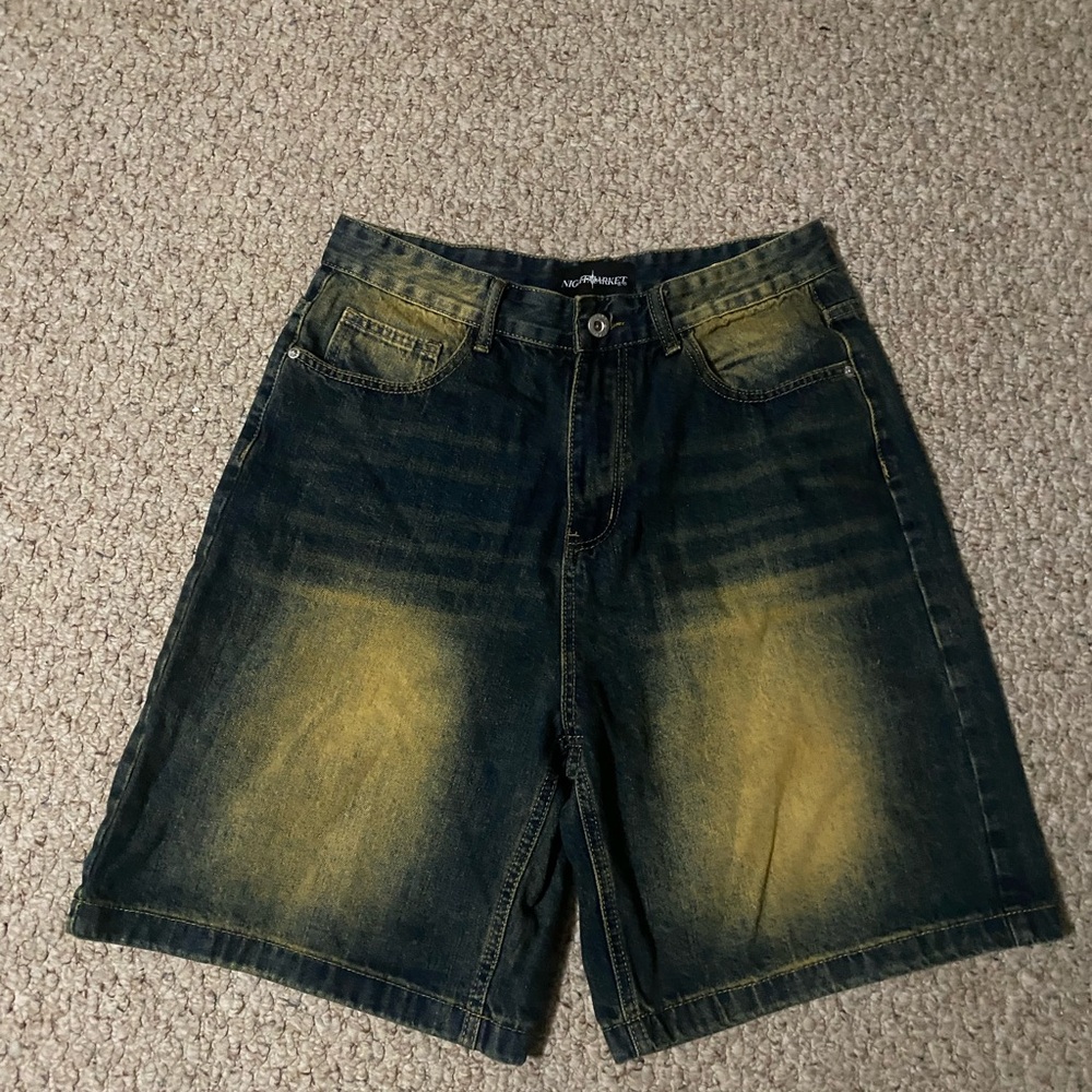 South Pole Men's Denim Shorts with Blue and Yellow Accents